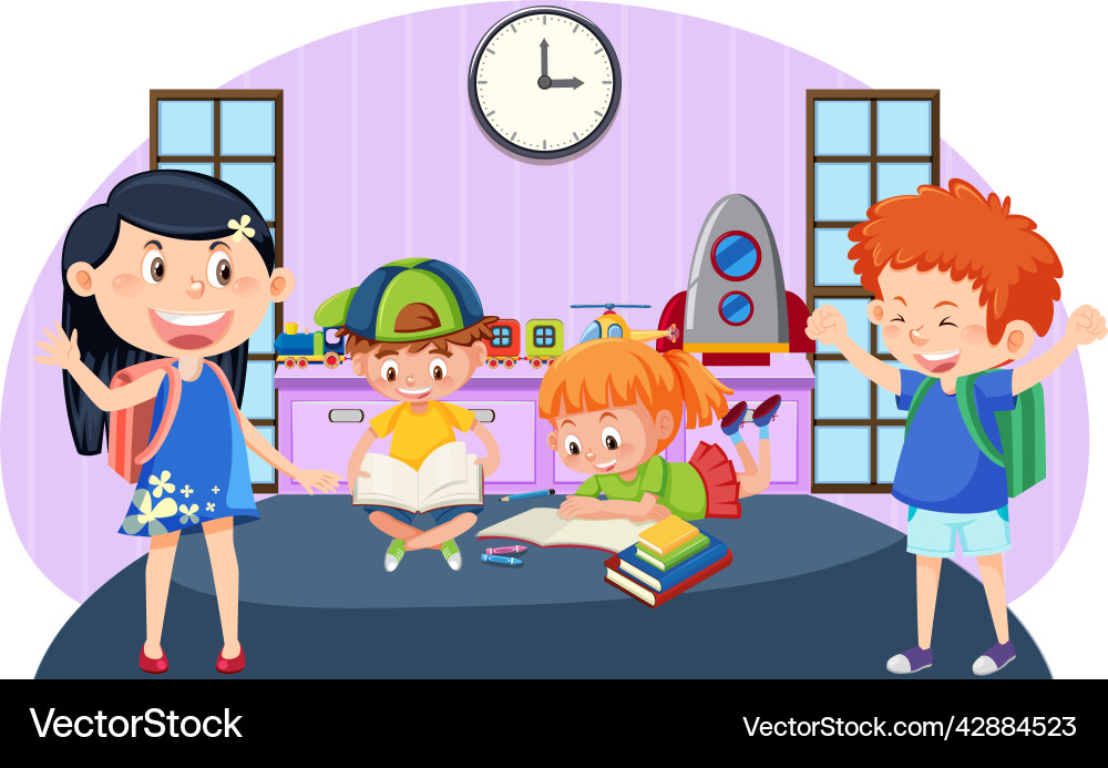 Student studying in the classroom Student studying in the classroom vector image