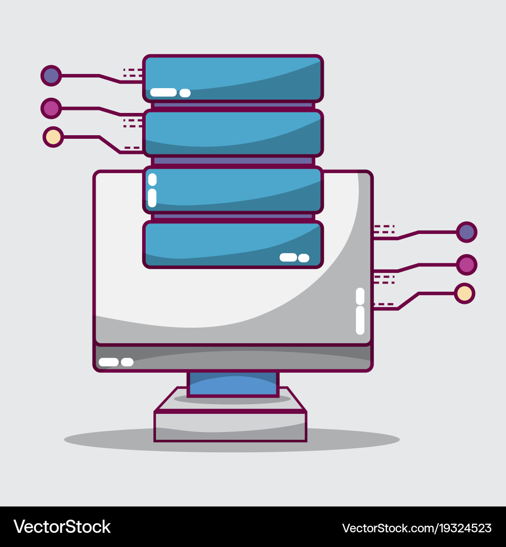 Technology data center server connection vector image