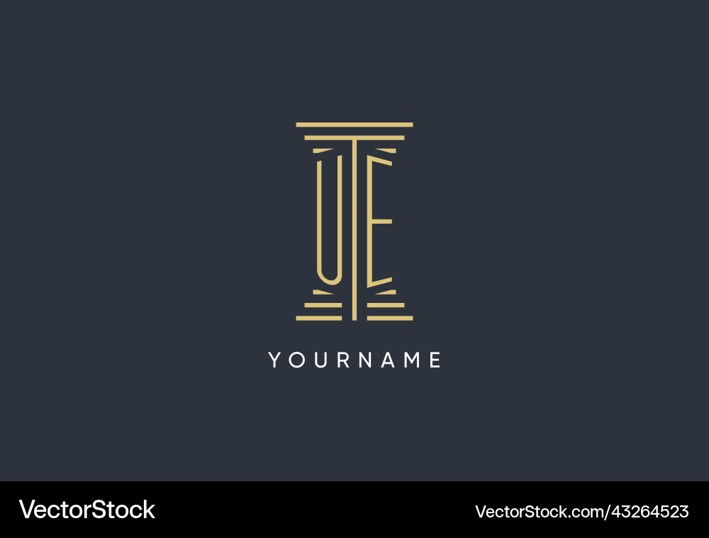 Ue initial monogram with pillar shape logo design Vector Image