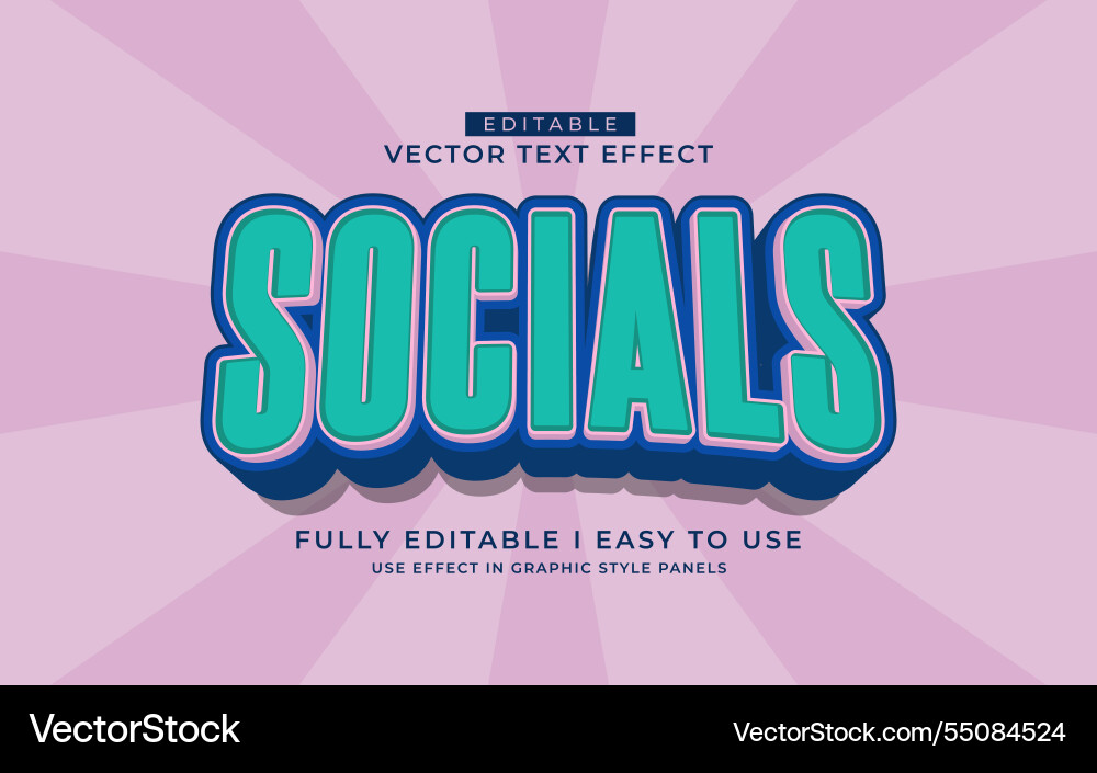 3d editable text effect typography style template vector image