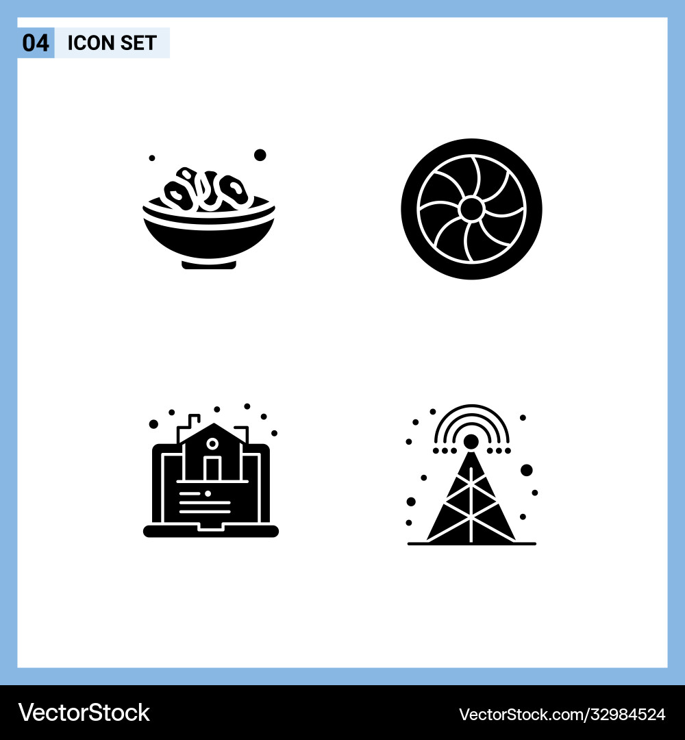 4 universal solid glyphs set for web and mobile Vector Image