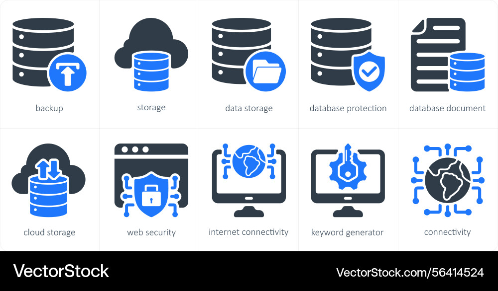 A set of 10 seo icons as backup storage data Vector Image