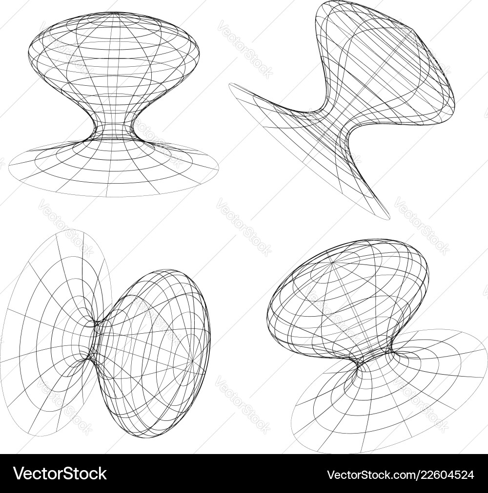 Abstract 3d wireframe objects spatial shapes Abstract 3d wireframe objects spatial shapes Vector Image
