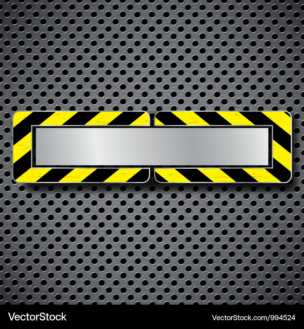 Abstract metal background with warning stripe vector image