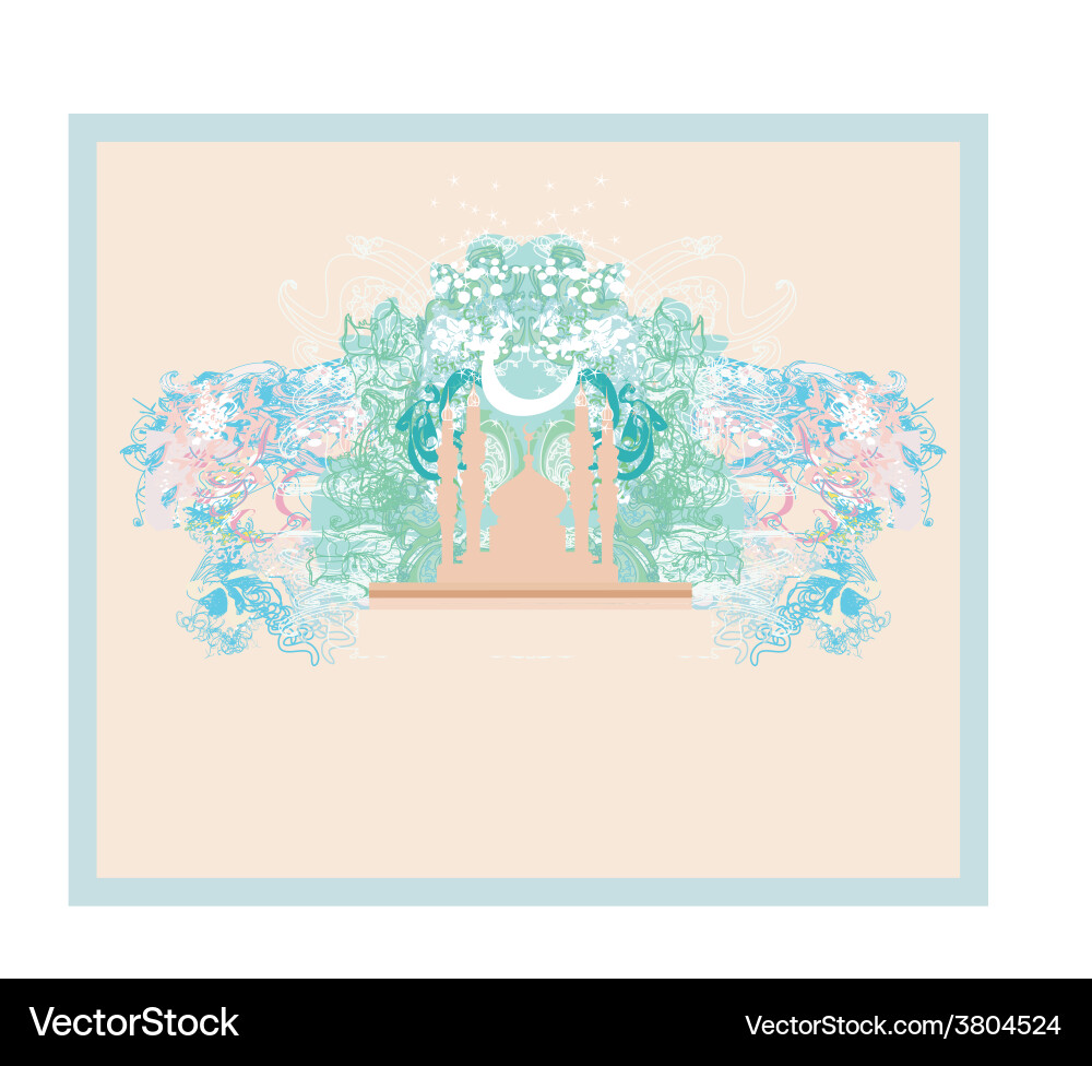 Artistic pattern background with moon and mosque vector image