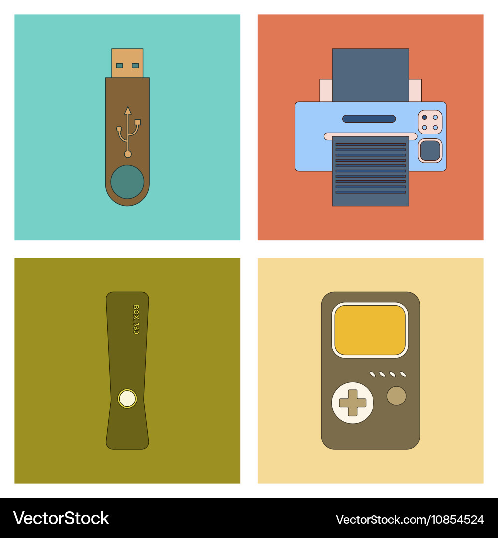 Assembly flat icon game console flash drive vector image