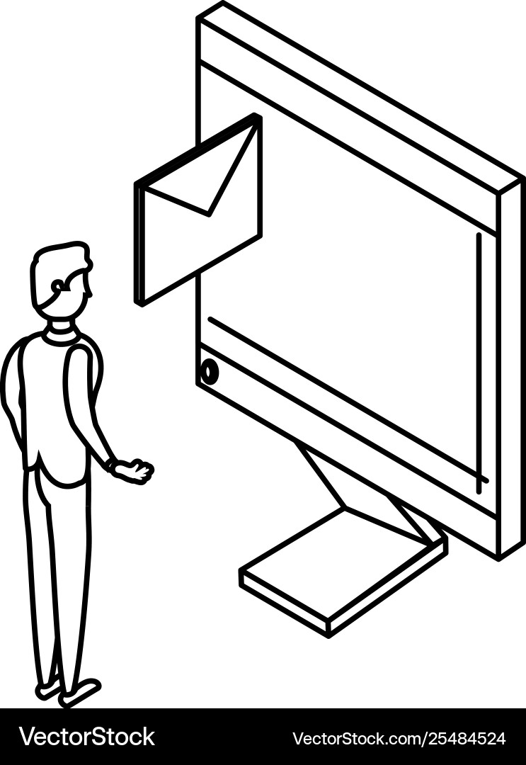 Businessman worker with envelope and computer Businessman worker with envelope and computer vector image