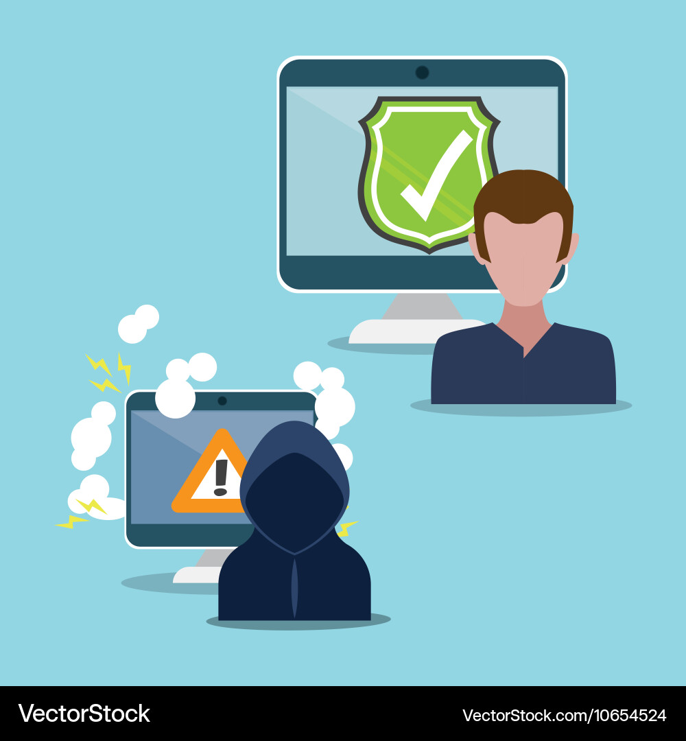 Cyber security system and media design vector image