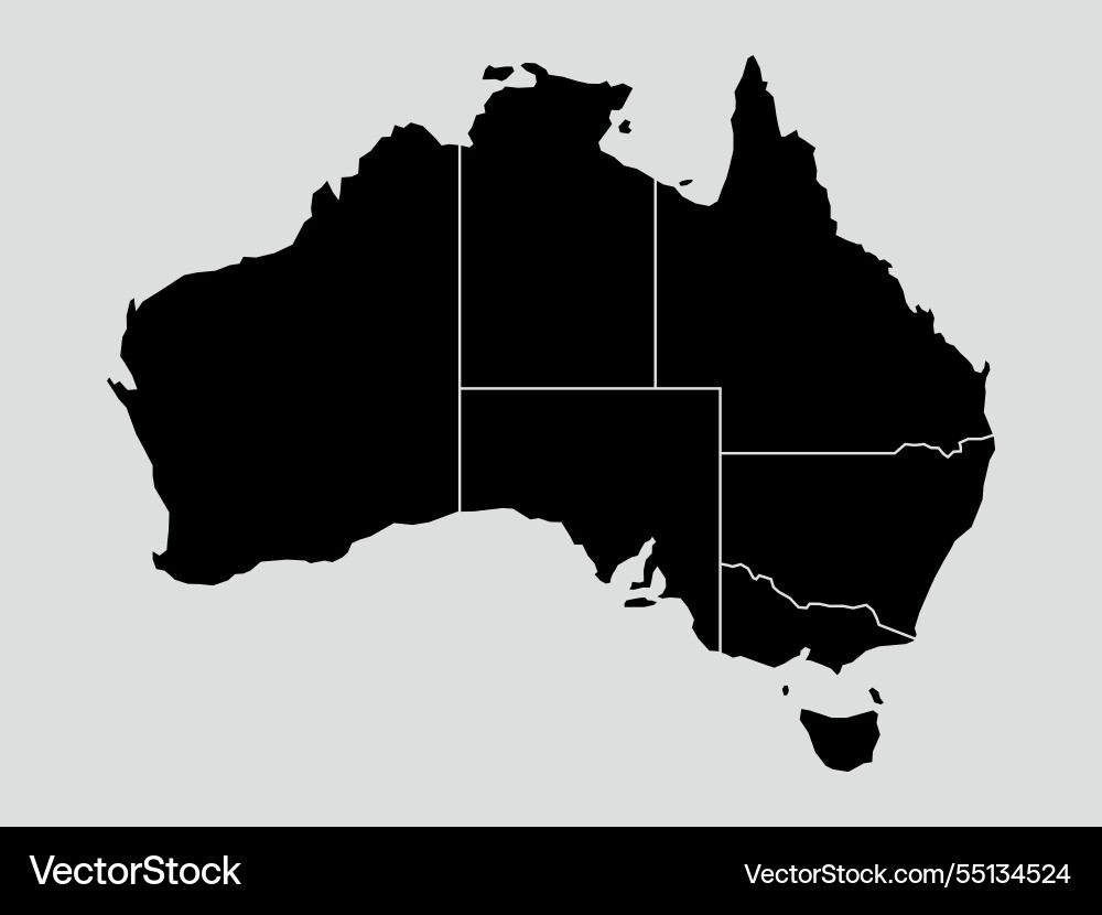 Detailed map of australia with state borders – Royalty-Free Vector