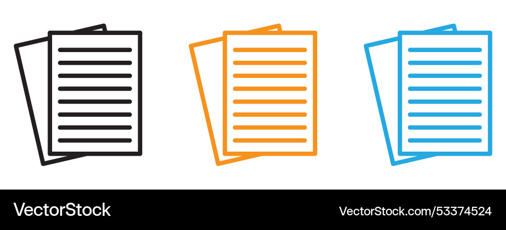 Documents icon thin line set vector image