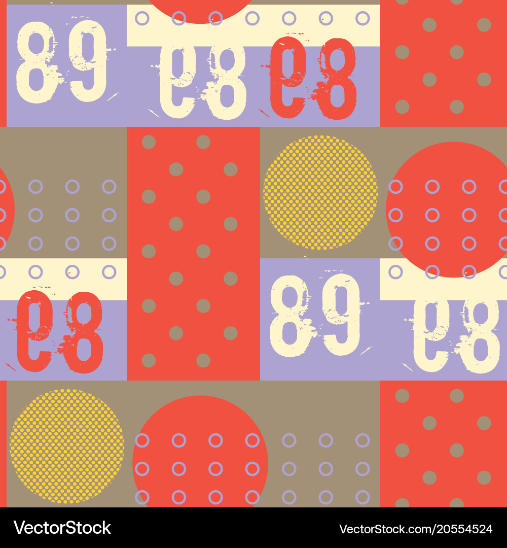 Dots and digits seamless pattern vector image