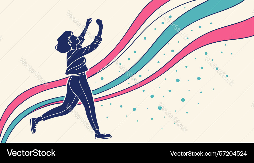 Dynamic figure with swirling energy paths vector image