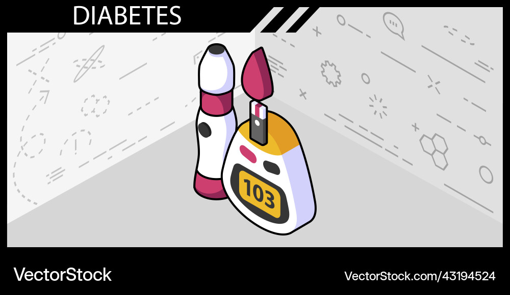 Glucometer lancet isometric design icon web 3d Glucometer lancet isometric design icon web 3d vector image