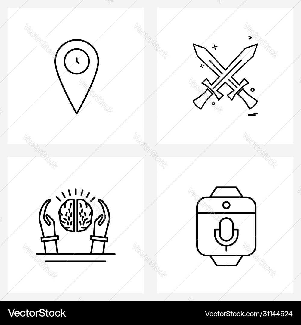Isolated symbols set 4 simple line icons Vector Image