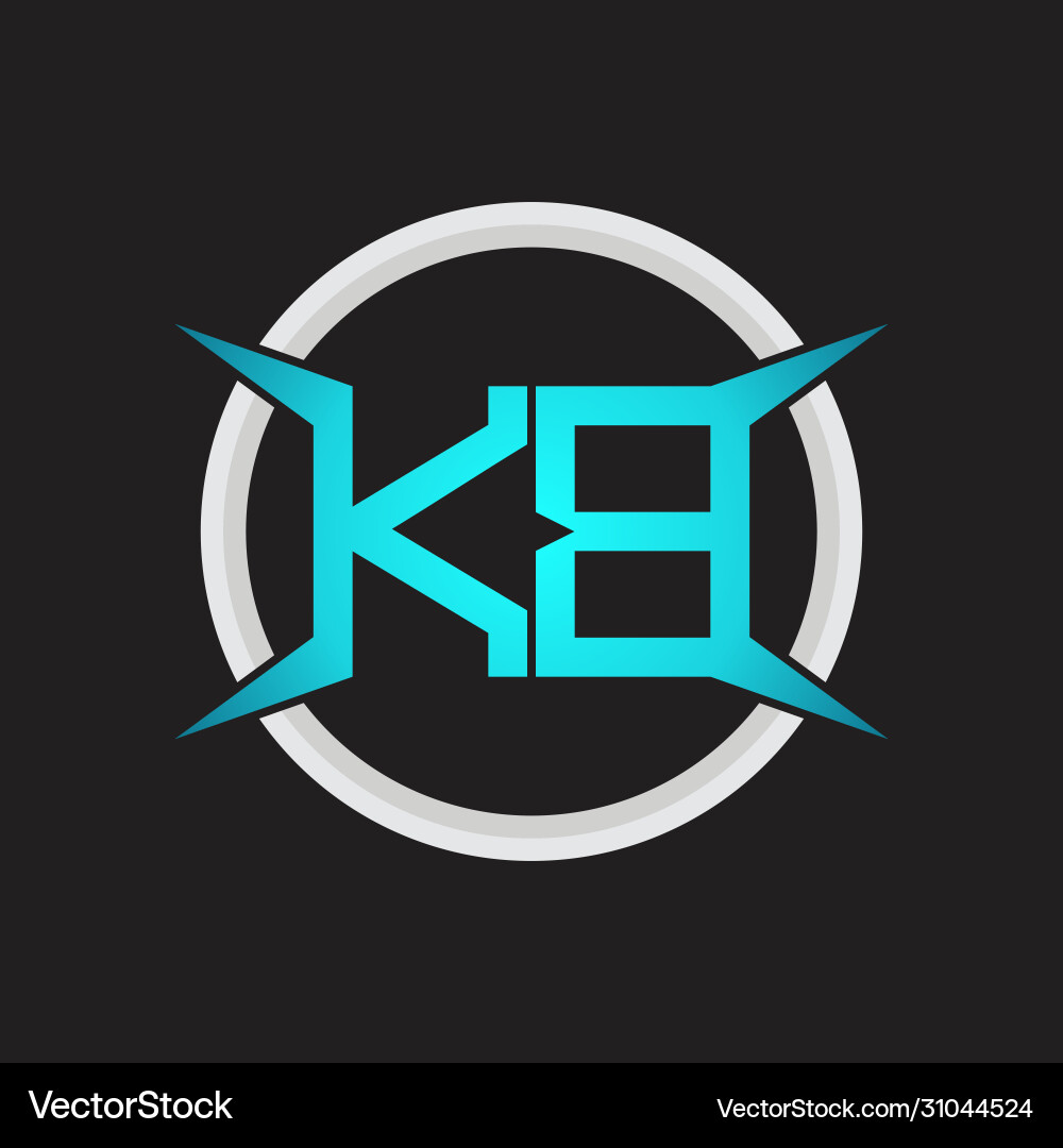 Kb logo monogram with circle and four taper shape vector image
