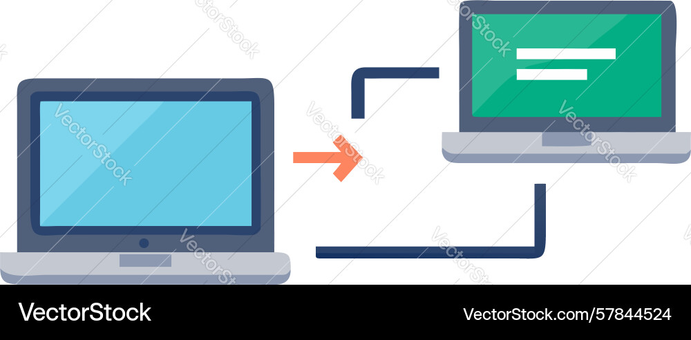 Laptop peer-to-peer connection design generative Vector Image