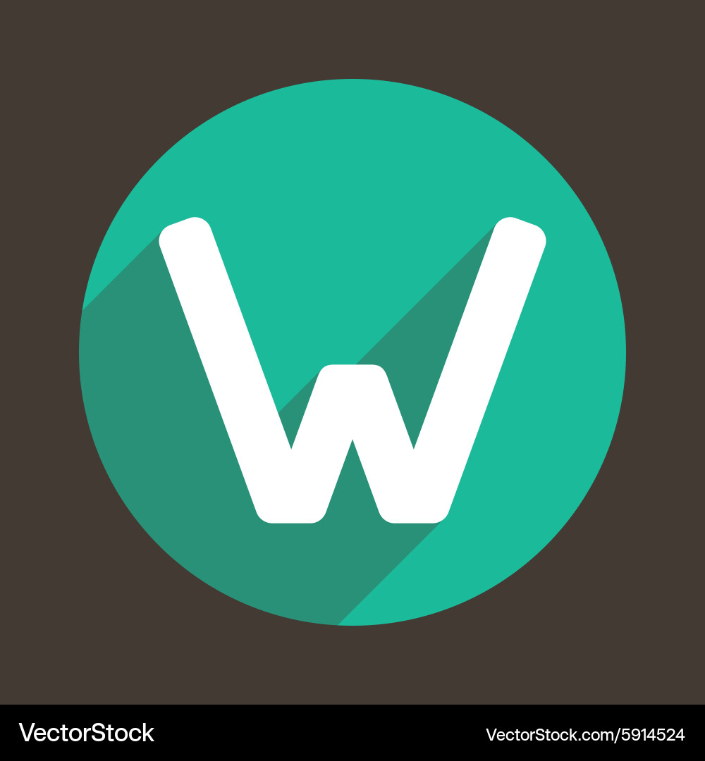 Letter w logo flat icon style Royalty Free Vector Image