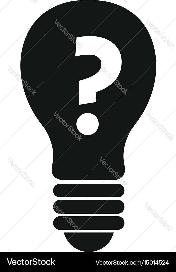 Light bulb with question mark inside icon simple vector image