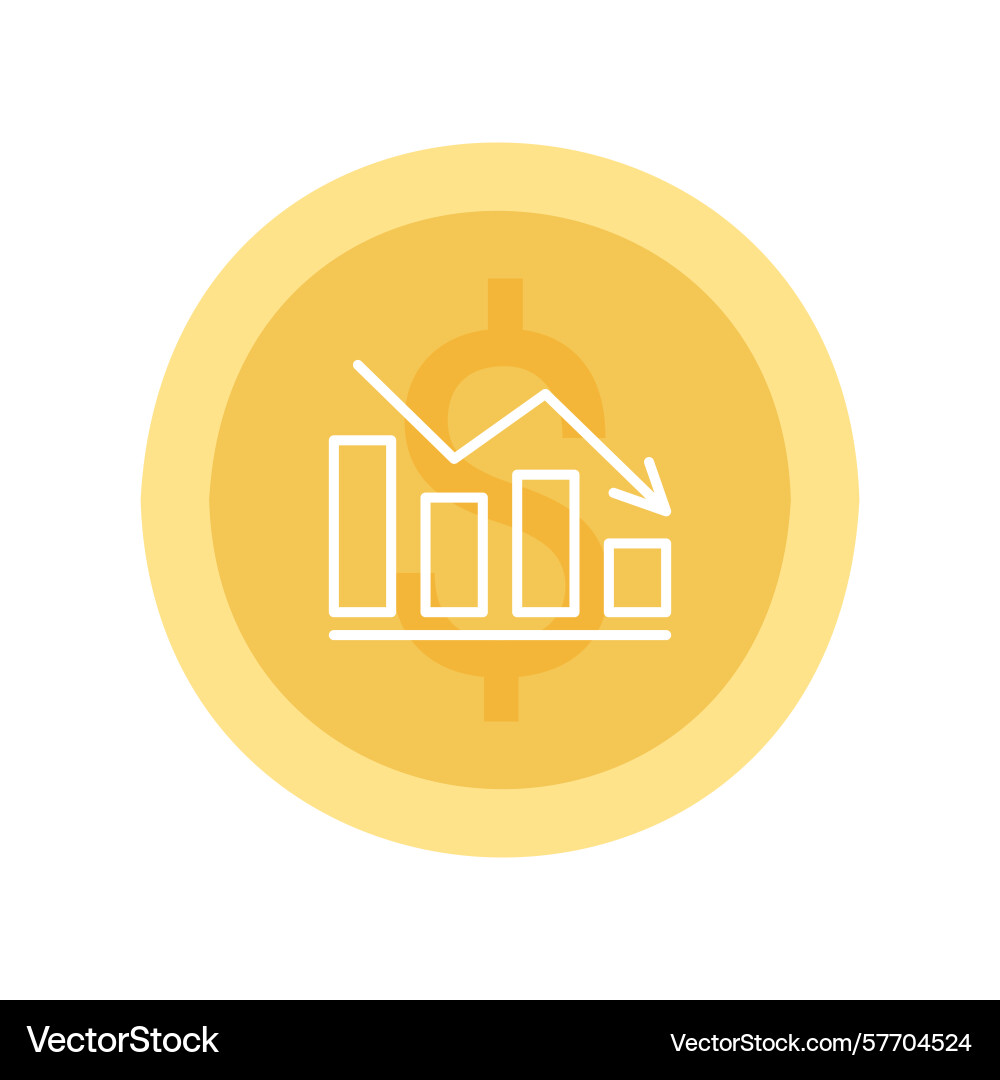 Money crash on chart graph with arrow down fail Money crash on chart graph with arrow down fail vector image