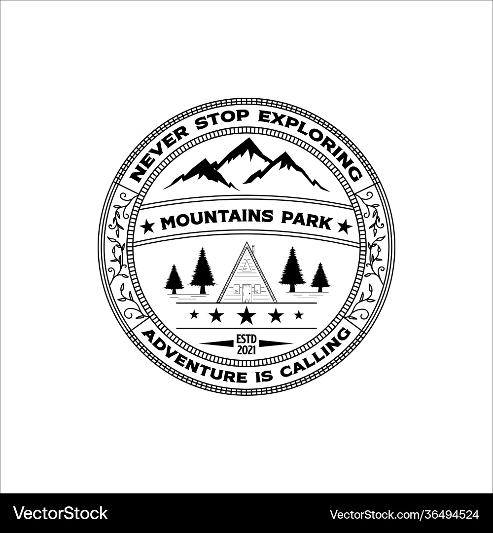 Mountain park icon logo emblem design adventure Mountain park icon logo emblem design adventure vector image