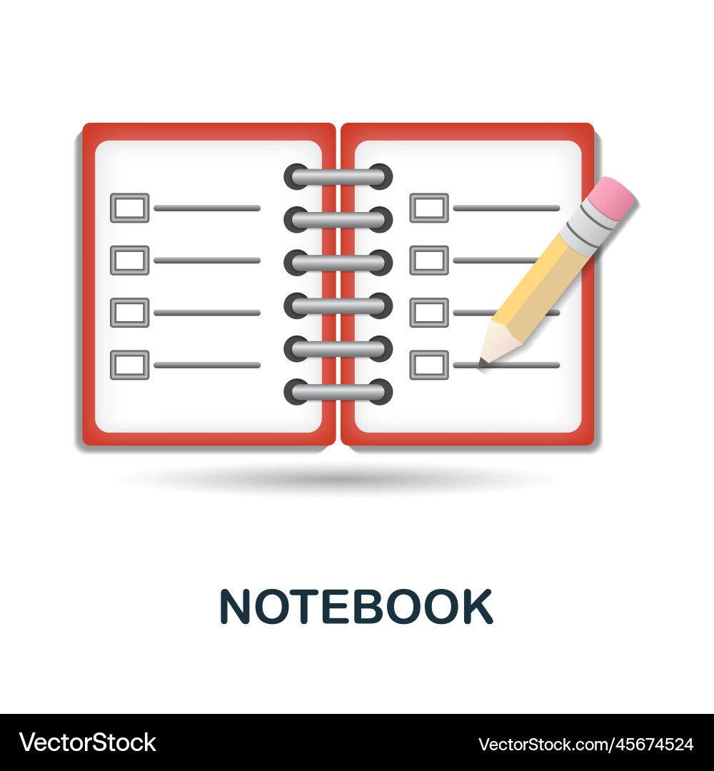 Notebook icon 3d from work place collection Vector Image