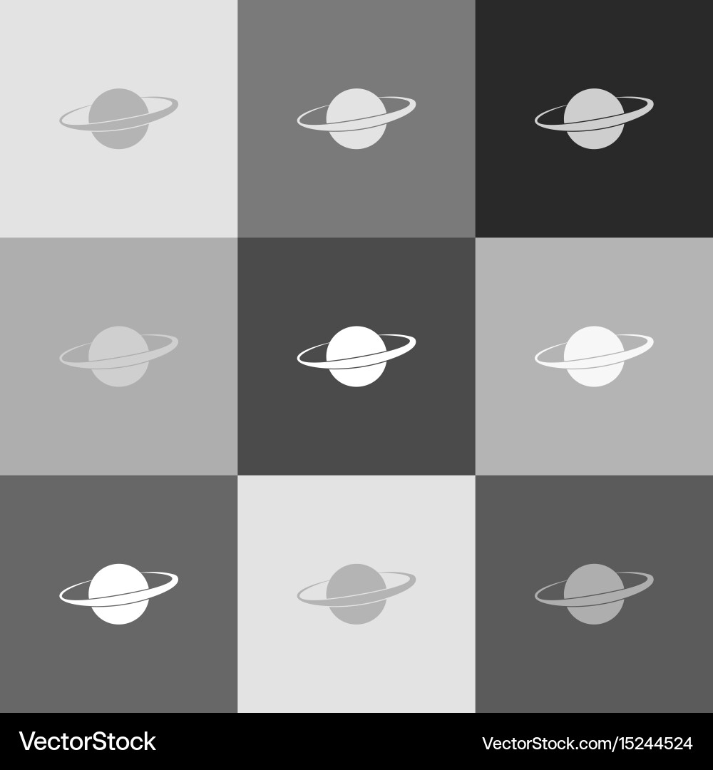 Planet in space sign grayscale version Vector Image