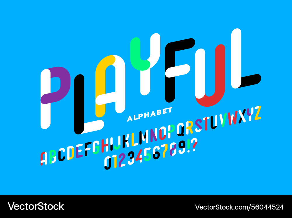 Playful style font alphabet letters and numbers vector image