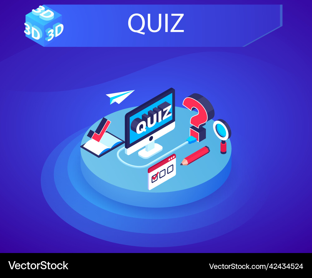Quiz isometric design icon web 3d colorful Quiz isometric design icon web 3d colorful vector image