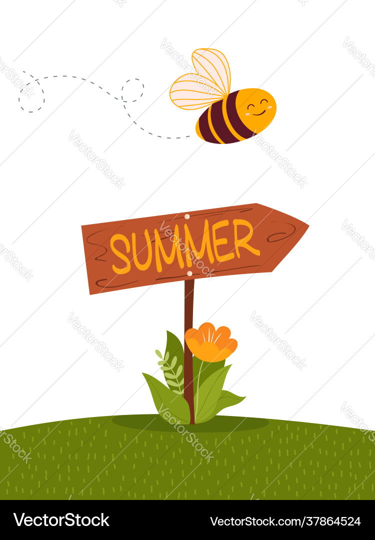 Schöne Cartoon Biene Charakter fliegt glücklich Sommer Schöne Cartoon Biene Charakter fliegt glücklich Sommer vektorbild