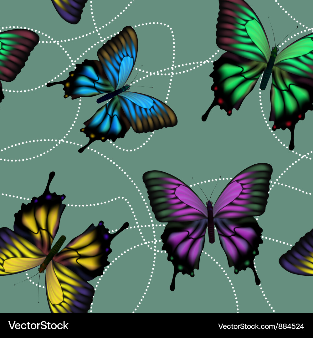 Seamless pattern with colorful butterflies vector image
