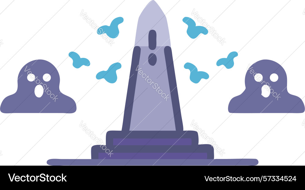 Spooky obelisk with bats scene design generative vector image