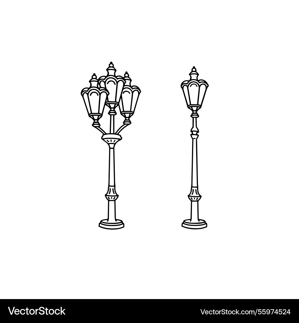 Street Vintage Lampe Post Umriss Street Vintage Lampe Post Umriss vektorbild