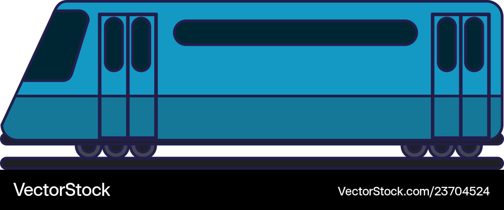 Train on rails sideview blue lines vector image