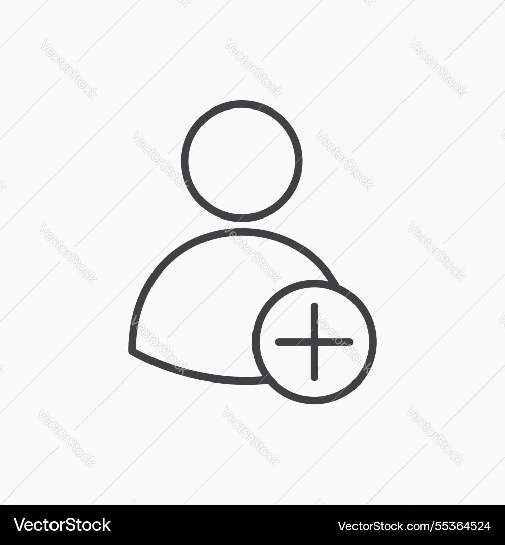 User add icon isolated in black line User add icon isolated in black line vector image