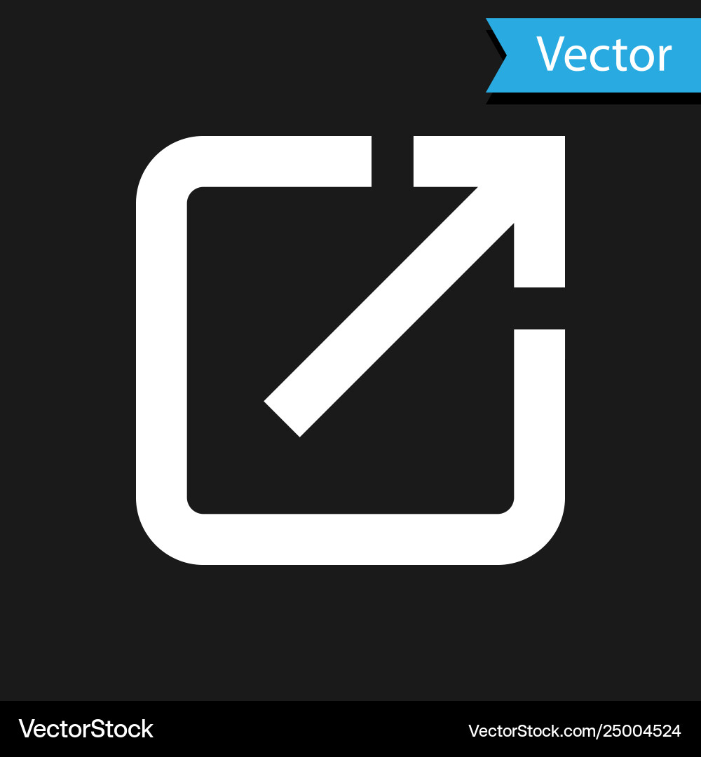 White open in new window icon isolated on black Vector Image