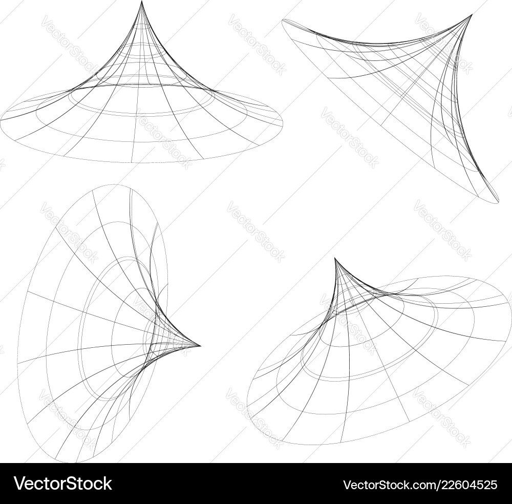 Abstract 3d wireframe objects spatial shapes Abstract 3d wireframe objects spatial shapes vector image