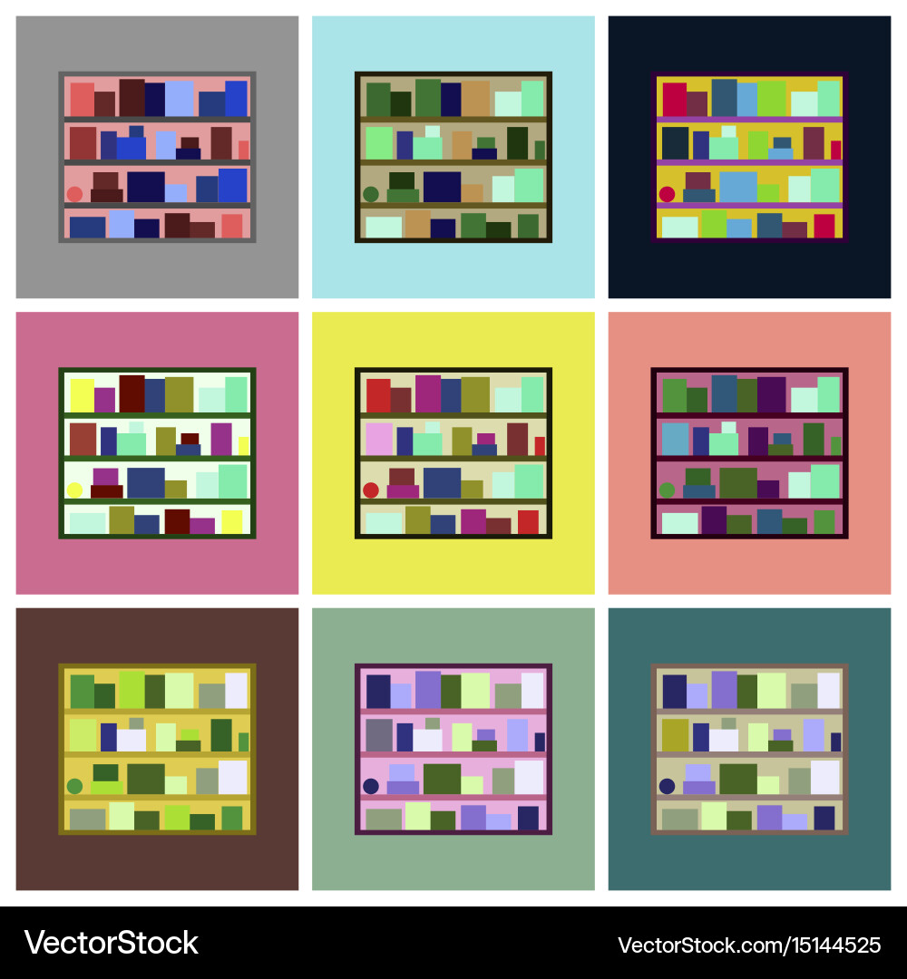 Assembly flat icons bookshelf vector image