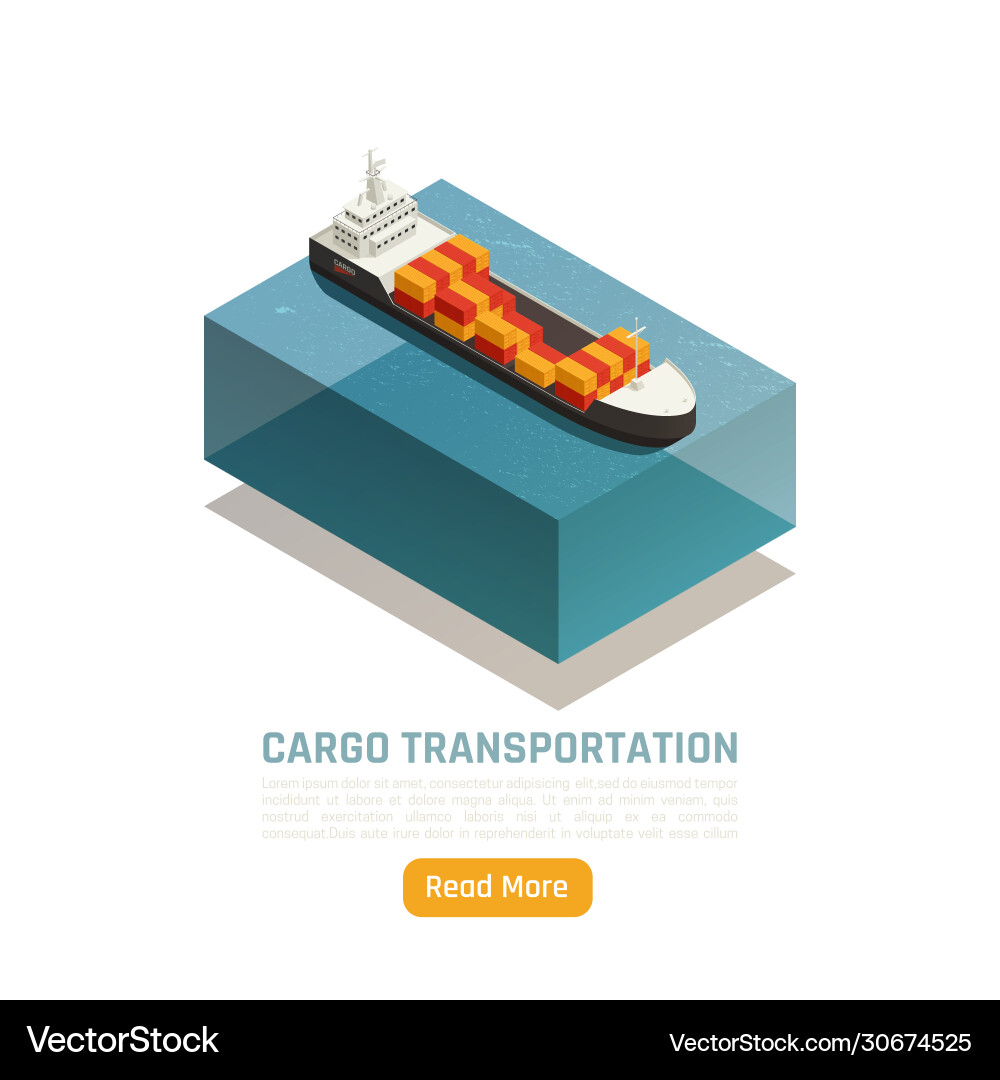 Cargo ship isometric background Royalty Free Vector Image