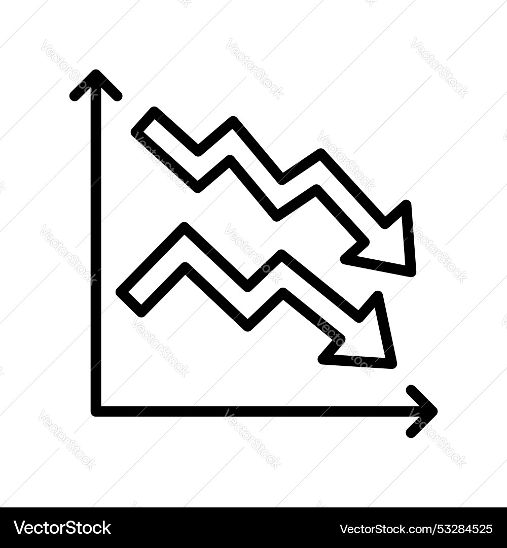 Chart down icon outline style design isolated Chart down icon outline style design isolated vector image