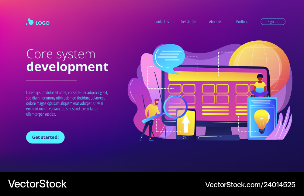 Core system development concept landing page Core system development concept landing page vector image