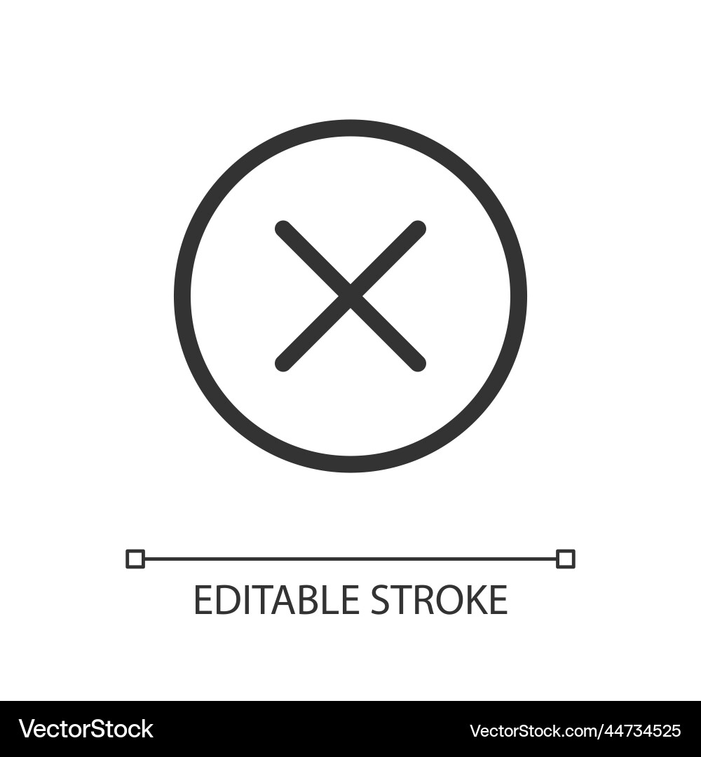 Cross in circle pixel perfect linear ui icon Cross in circle pixel perfect linear ui icon Vector Image
