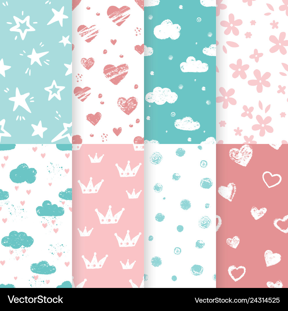 Cute Pastel Pattern Set vector image