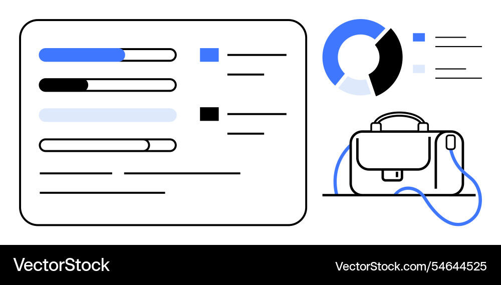 Data analysis and business concept with pie chart Data analysis and business concept with pie chart vector image