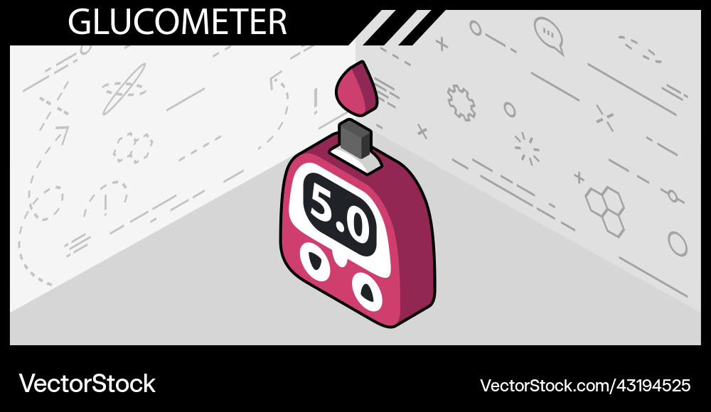 Glucometer isometric design icon web 3d colorful Glucometer isometric design icon web 3d colorful vector image
