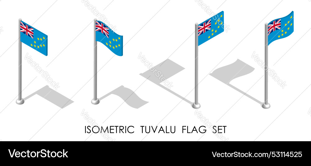 Isometric tuvalu flag in static position Vector Image