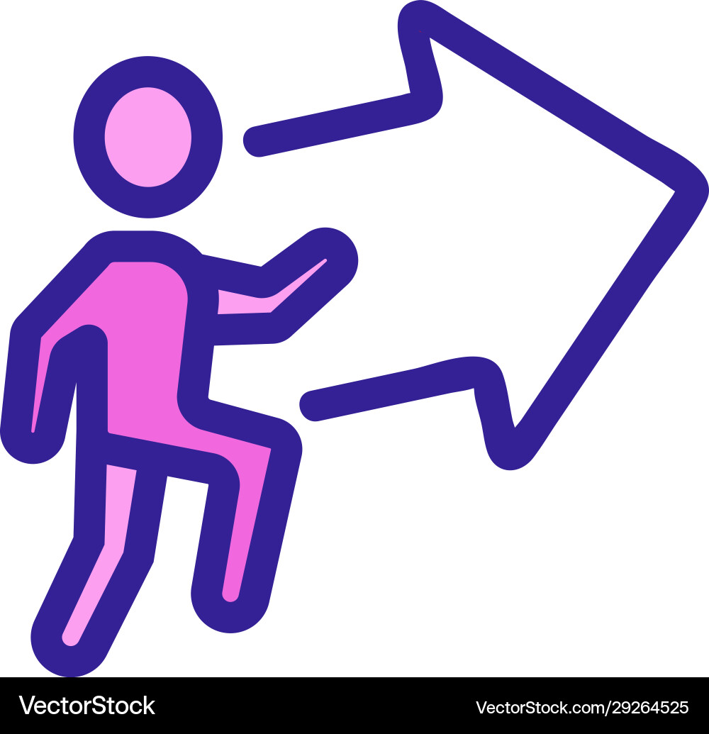 Man goes in direction icon Man goes in direction icon vector image