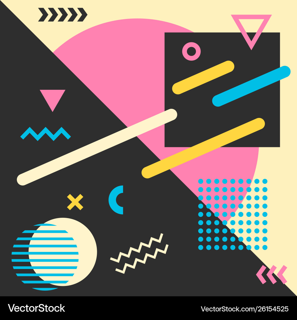 Memphis Style Pattern - Retro Colors vector image