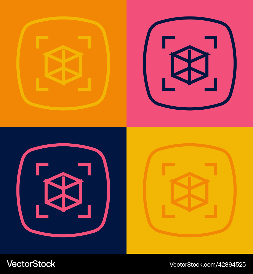 Pop art line 3d modeling icon isolated on color Pop art line 3d modeling icon isolated on color vector image