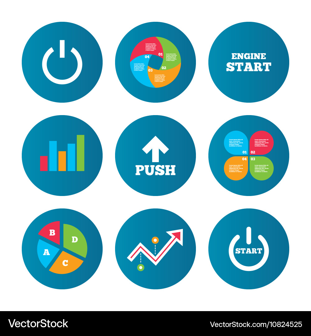 Power icons start engine symbol push arrow Vector Image