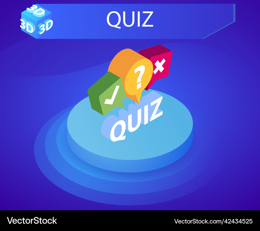 Quiz isometric design icon web 3d colorful Quiz isometric design icon web 3d colorful vector image